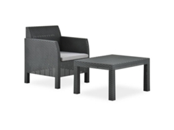 Conjunto 2 Pcs Lounge De Jardim Com Almofadão Vime Pp Antracite Dkd Home Decor