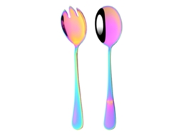 Conjunto De Talheres De Aço Inoxidável (colorido) Com 2 Peças, Incluindo Colher E Garfo, Ideal Para Saladas, Com Cores Vibrantes E Design Exclusivo.