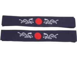 De 2 Faixas De Cabeça Ciieeo Estilo Bushido Para Treinamento Físico E Culinária, Estampa De Dragão Azul.