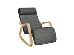 Sillón Mecedora De Madera De Abedul Y Algodón Con Reposapiernas 91x80x55 Cm - Natural