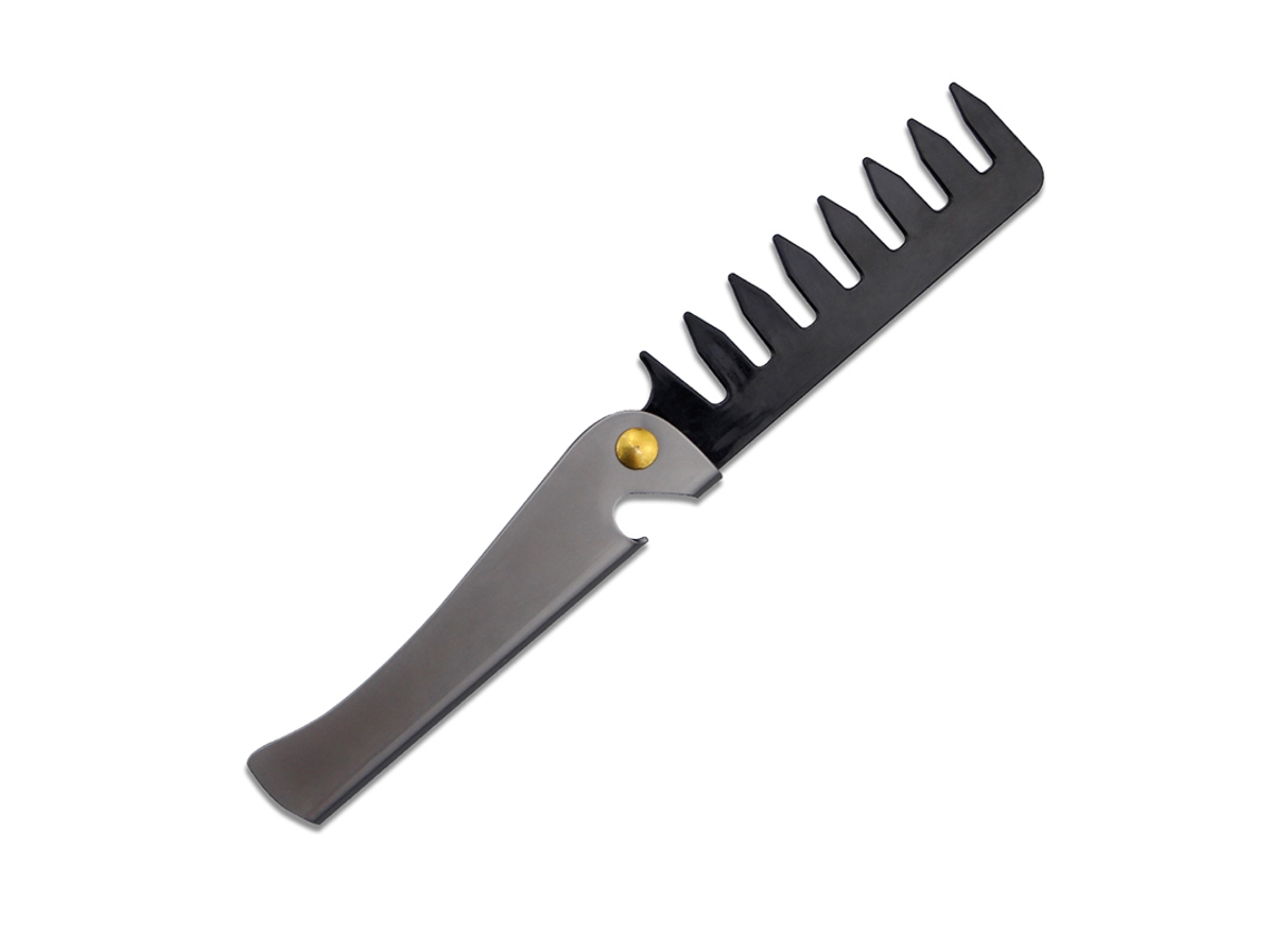 Pente de Cabelo Masculino Retrô, Portátil, Dobrável, em Aço Inoxidável com Design Texturizado. MDUG (estilo 2)