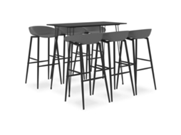 Vidaxl 7 Pcs Conjunto De Bar Preto E Cinzento