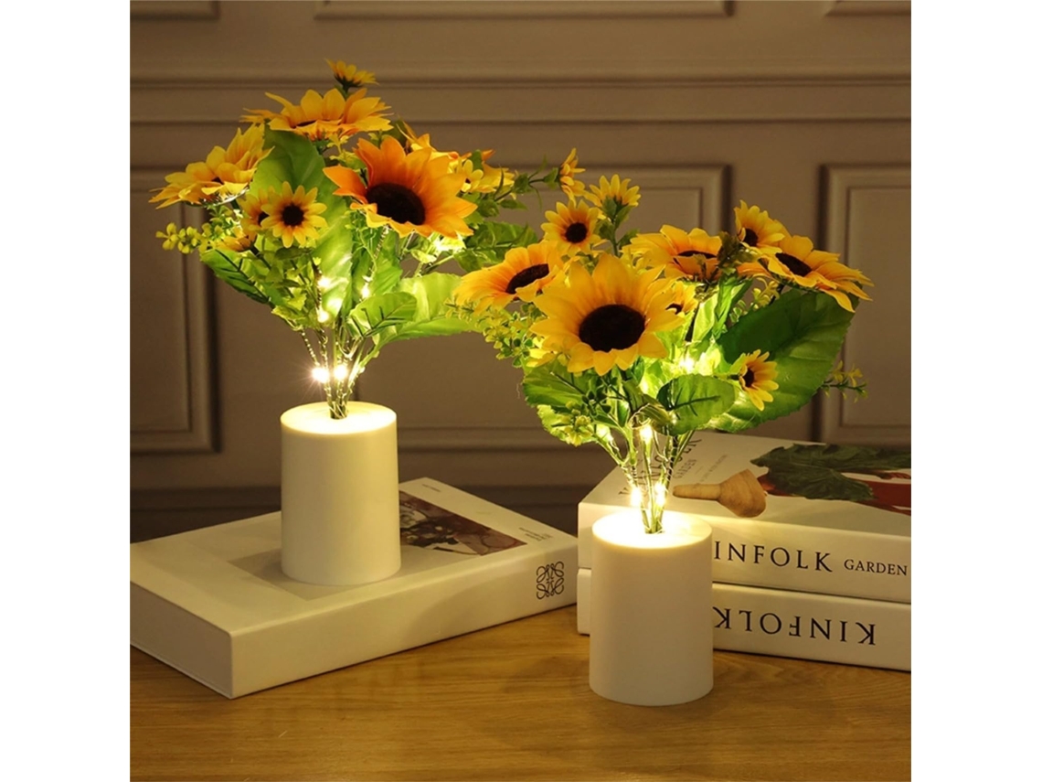 Conjunto De 2 Luminárias Noturnas Led Realistas Em Formato Girassol
