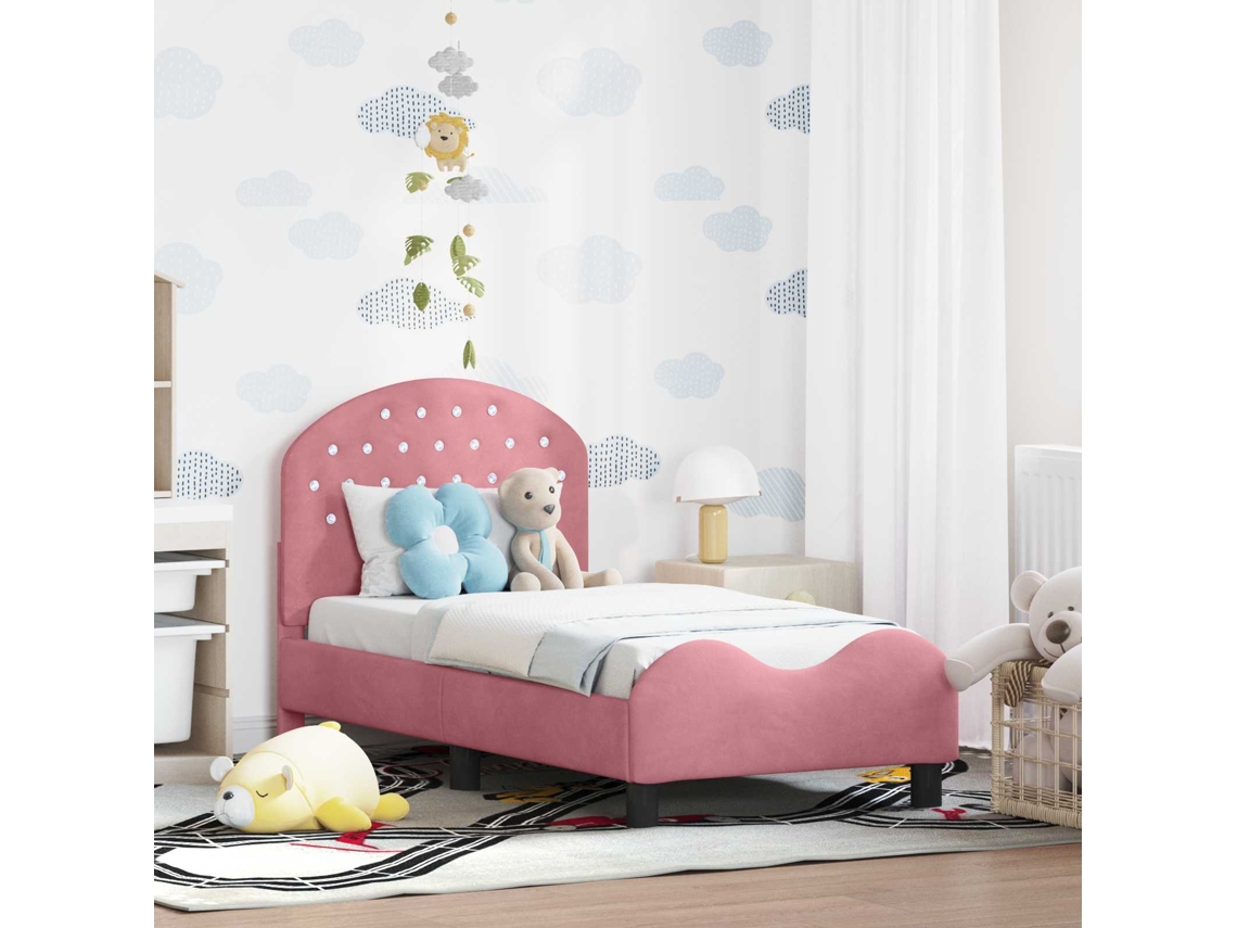 Vidaxl Estrutura De Cama Para Criança Com Cabeceira Rosa 70 X 140 Cm