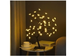 Luminária LED em formato de bonsai, alimentada por USB, para decoração de ambientes, luz noturna de mesa Preta, 48 luzes.