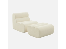Módulo Para Sofá Modular Com Apoio Para Os Pés Em Tecido Bouclé, 1 Lugar, Branco