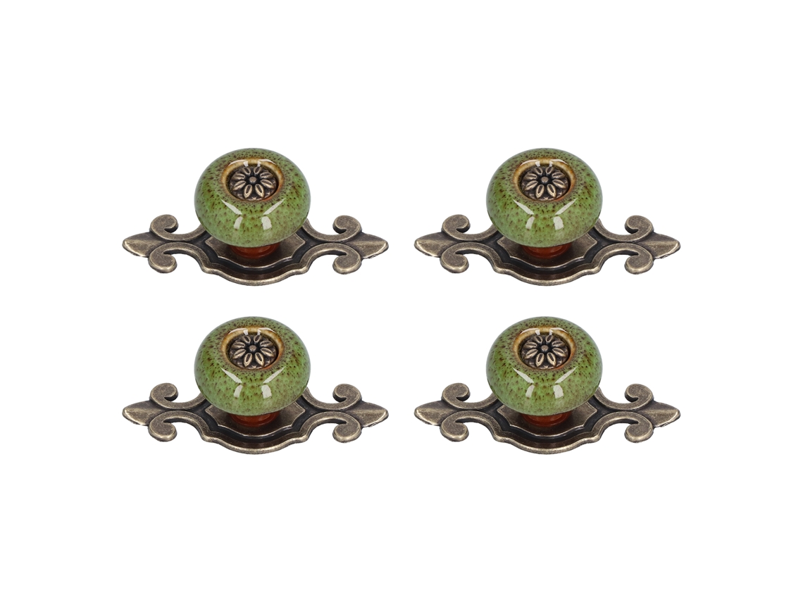 Primerox 4 Conjuntos de Alças Móveis Liga de Zinco para Armário Gaveta Acessórios Decorativos Verdes