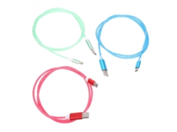 Cabo Usb Tipo C, Pacote Com 3 Unidades, Material Tpe Durável, Luz Led