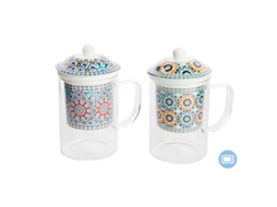 Xícara Com Filtro Para Infusões Dkd Home Decor Azulejo Árabe Laranja Multicolor 300 Ml (2 Unidades)