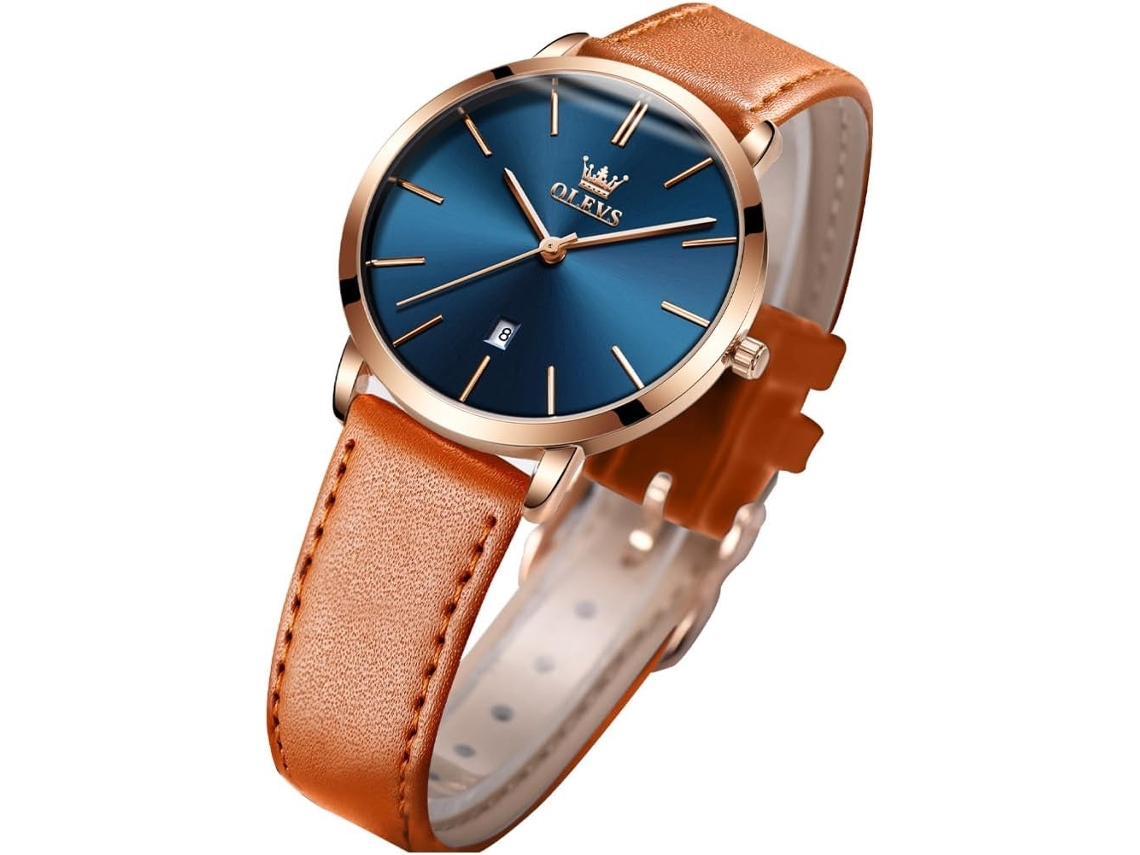 Lurelia Relógio Feminino, Modelo Ony-364, Movimento De Quartzo, Data/calendário, 33 Mm, 9 Polegadas, Aço Inoxidável, Couro, Resistente À Água