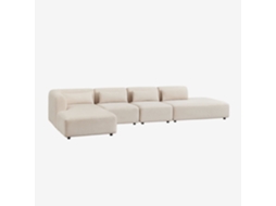 Sklum Sofá Modular Chaise Longue Canto Esquerdo De 4 Peças Com Divã Fogler Poliéster  Bombazina Crema Linho