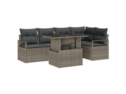 Conjunto 6 Sofá De Jardim Vidaxl Cinzento Vime Pe (232 X 122 X 85 Cm)
