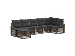 Vidaxl Conjunto De Sofá De Jardim 7 Pcs Cinzento Vime Pe