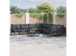 Vidaxl Conjunto De Sofá De Jardim 9 Unid. Preto Aço