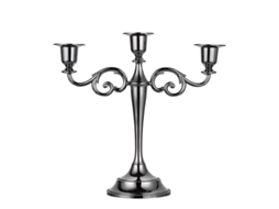 Porta velas LINJOU, metal, 3 braços, preto, elegante