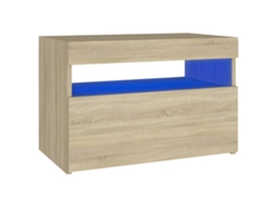 Cabeceira de mesa com luzes LED em madeira Carvalho Sonoma, exclusiva da MAISON (60x35x40 cm)