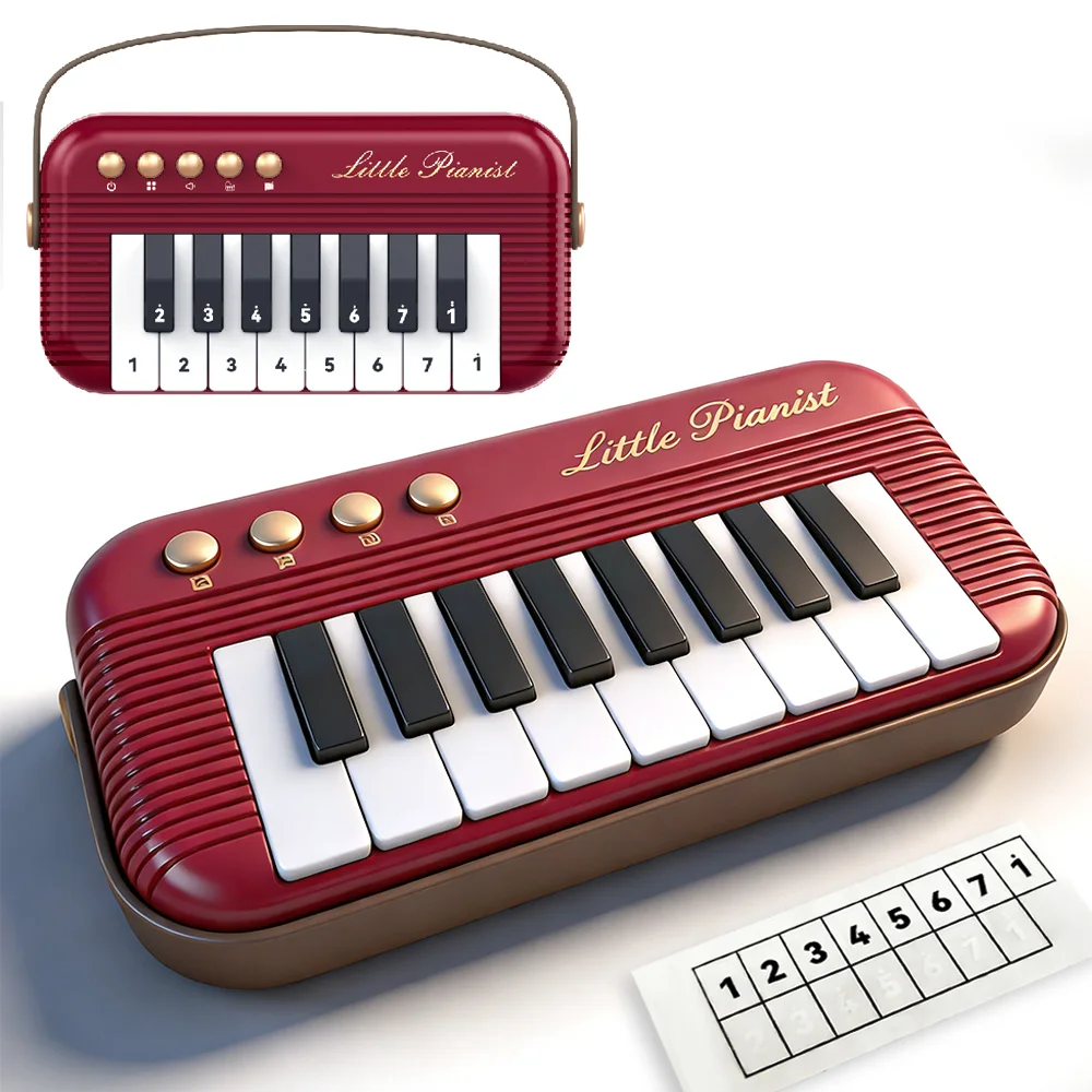 (vermelho) Mini Piano De Brinquedo Com 5 Cores, Piano De Bolso Retrô