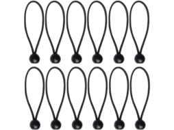 12 Bolas De Bungee De Lona Negra De 15 Cm Con Cordón Elástico Resistente Y Duradero