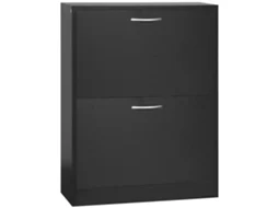 Sapateira com 2 compartimentos basculantes, design compacto, 60x24x80cm, preta CHEZMOI