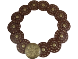 Cinto Feminino Ciieeo Estilo Western, Com Disco De Metal Vazado Largo, Na Cor Bronze.