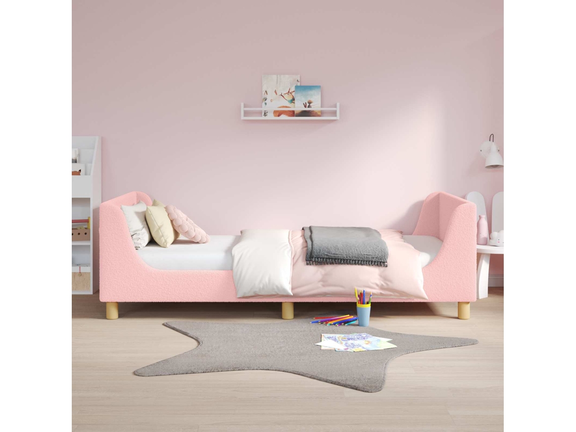 Vidaxl Estrutura De Cama Infantil Com Cabeceira Rosa 90 X 200 Cm