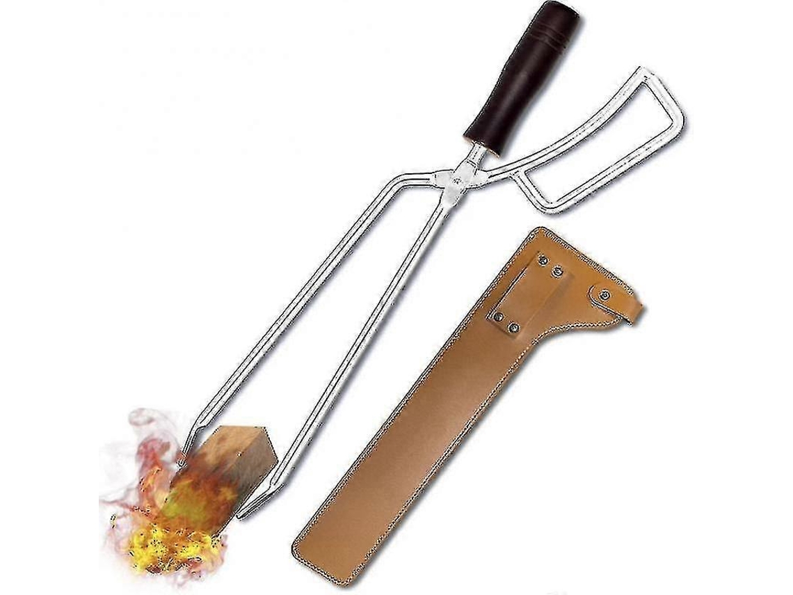 Pinza de Carbón para Barbacoa Con Mango de Sandalo Rojo Herramienta de Cocina Multifuncional Resistente Antiquemaduras