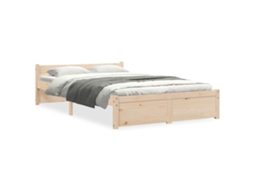 Bed Frame, Bed Frames Vidaxl Marrom Madeira (120 X 190 Cm)