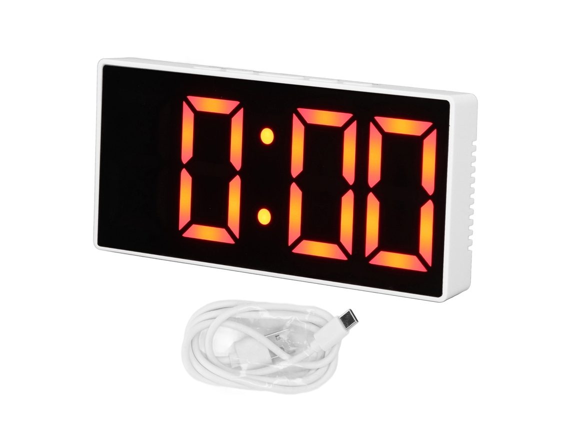 Reloj Despertador Digital Led Espejo Con Monitor de Temperaturay Humedad Usb para Hogar Oficina Blanco