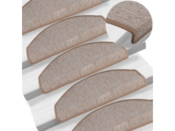 Vidaxl Tapetes De Escada 15 Peças 65x24x4 Cm Marrom Claro Meio Redondo Grande