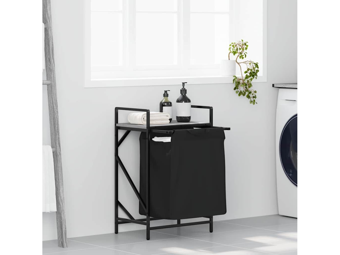 Vidaxl Cesto De Roupa Suja Com 1 Compartimento E Prateleira, Cinza, Modelo Sonoma