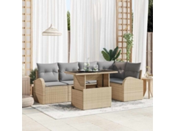 Vidaxl Conjunto De Sofá De Jardim 6 Unid. 5-número De Lugares Bege