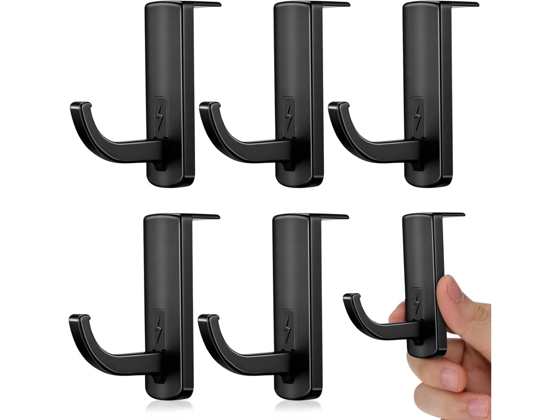 Suporte De Mesa Para Fones Ouvido Labrimp, Conjunto Com 5 Ganchos De Plástico Preto, Fácil De Instalar Para Organizar E
