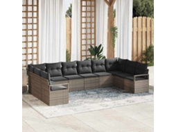 Vidaxl Conjunto De Sofás 10 Unid. Cinzeto Vime Pe