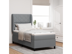 Cama Box Spring Com Colchão - Cinza Claro, 90x200 Cm, Tecido
