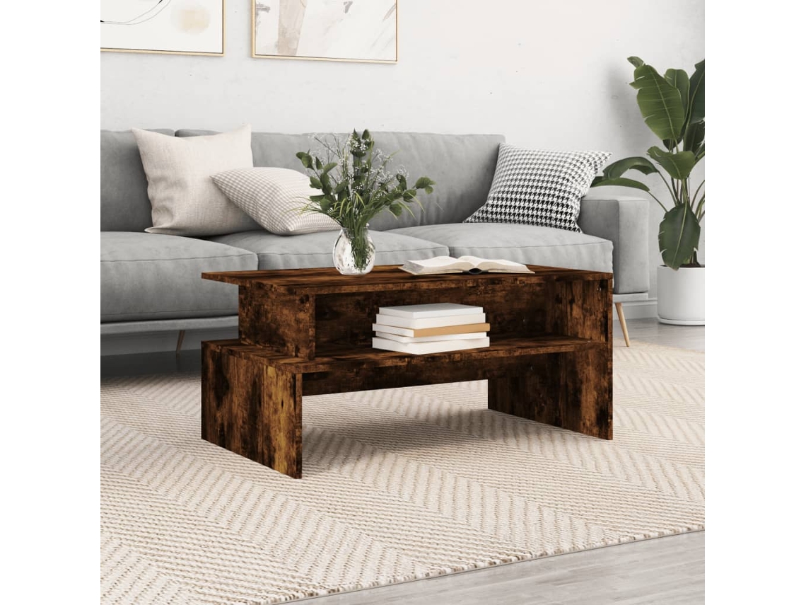 Vidaxl Mesa De Centro 90x55x42,5cm Derivados Madeira Carvalho Fumado