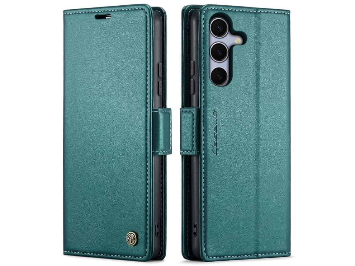 Capa Para Samsung Galaxy S25 5g De Couro Com Fecho Borboleta Textura De Lichia E Proteção Rfid Antirroubo Verde