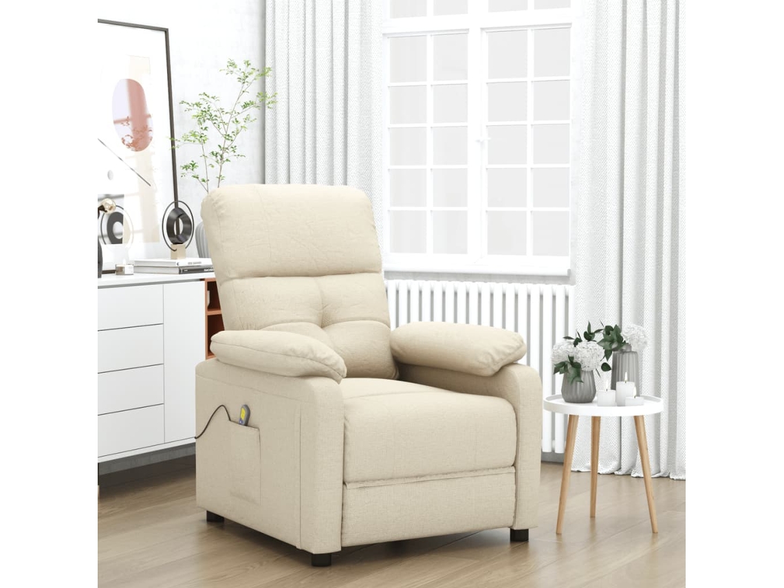 Vidaxl Poltrona De Massagens Tecido Cor Creme