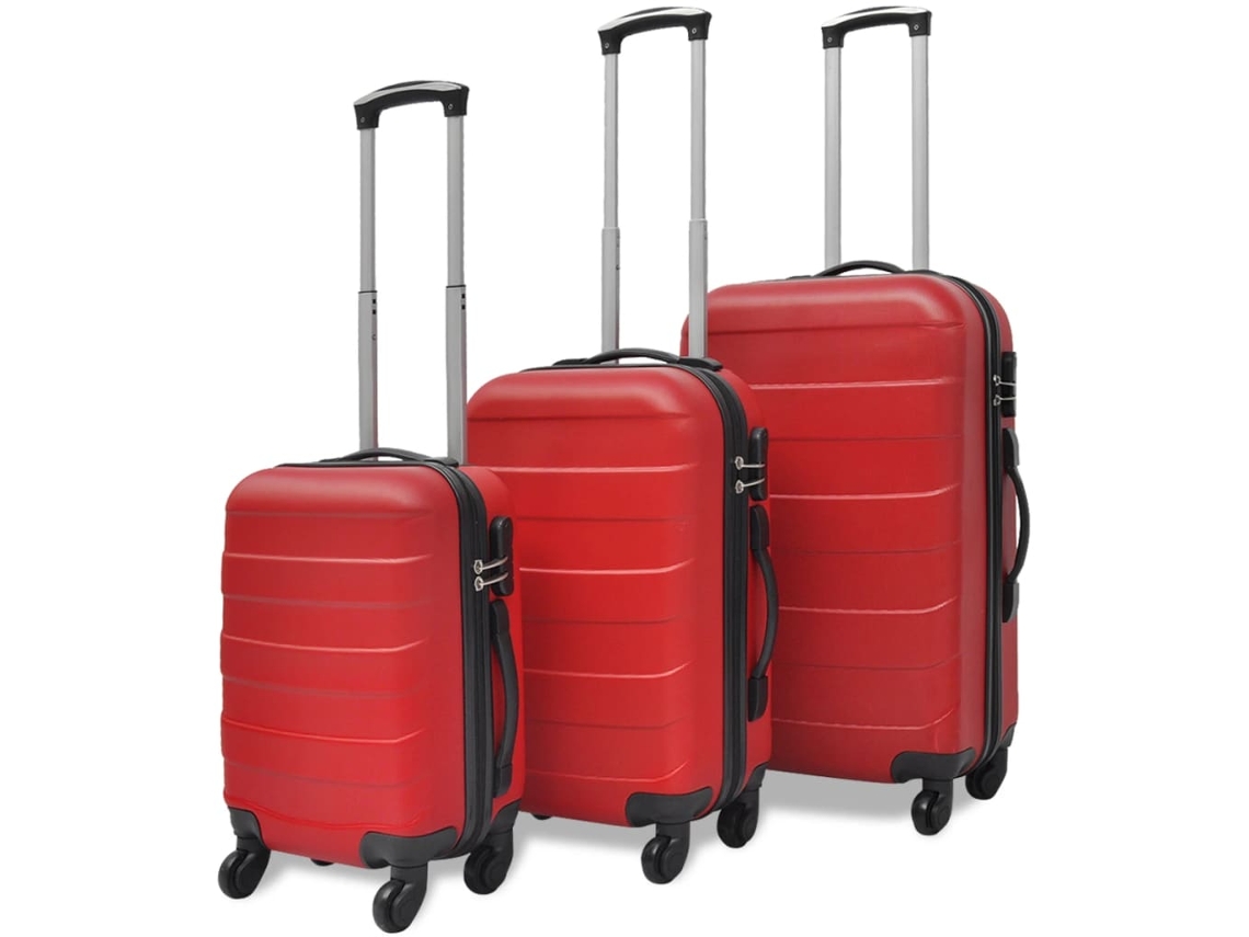 Conjunto de 3 Malas de Viagem VIDAXL Rígidos Vermelho (45,5/55/66 cm)