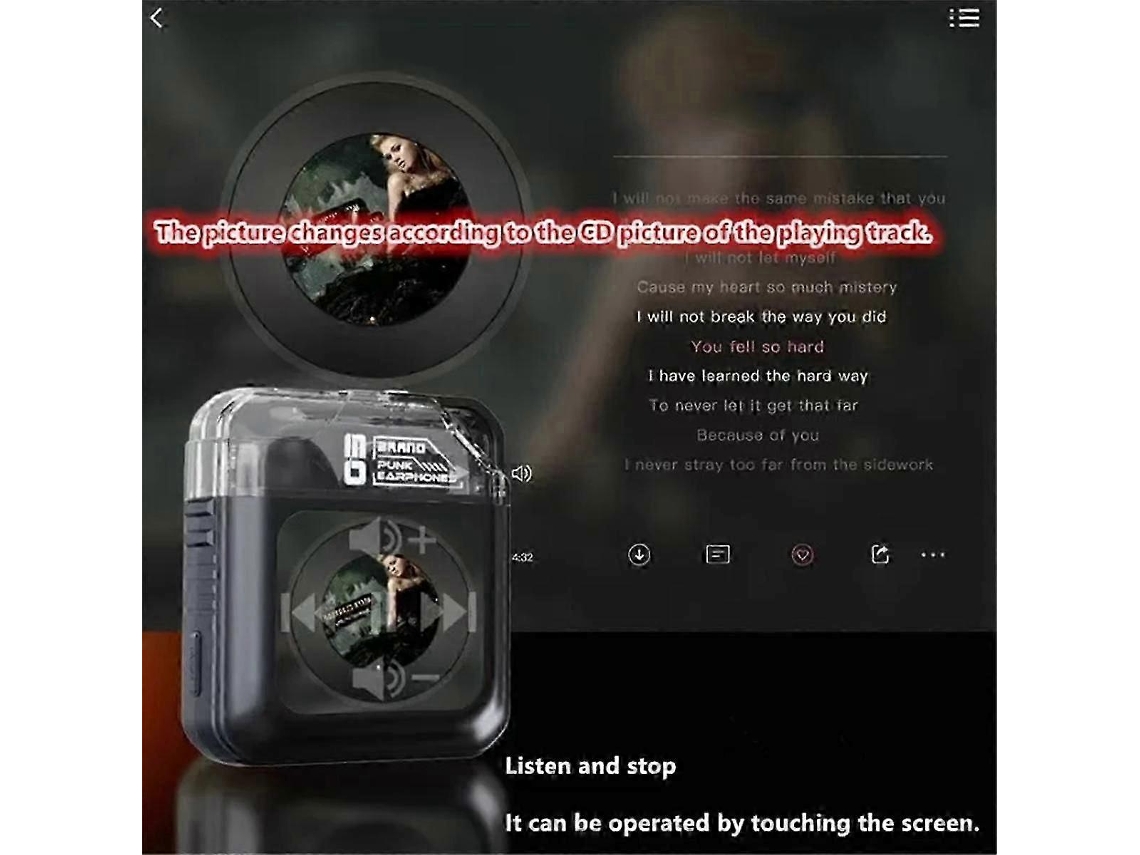 Fones De Ouvido Bluetooth Com Tela Sensível Ao Toque Led Colorida, Cancelamento De Ruído Ativo, Sem Fio, Inteligente, Anc Ly Ebike