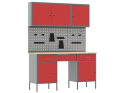 Conjunto 8 Armário De Trabalho Vidaxl Vermelho Aço (200 X 55 X 200 Cm)