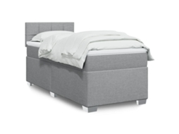 Vidaxl Cama Com Molas/colchão 90x200 Cm Tecido Cinza-claro