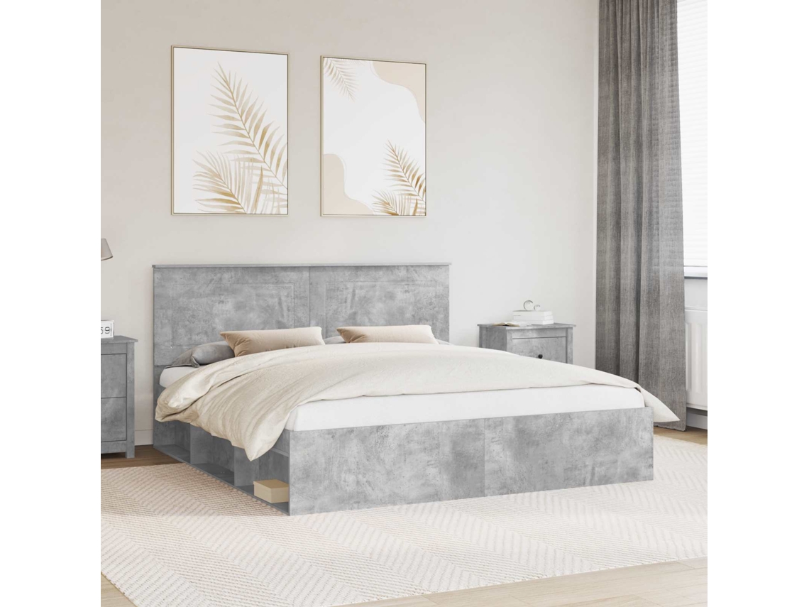 Vidaxl Estrutura Da Cama Com Cabeceira Concreto 180 X 200 Cm