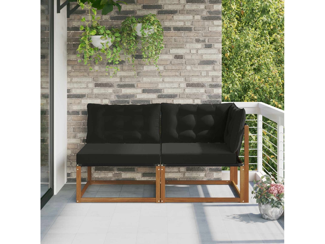 Vidaxl Sofá Médio E De Canto Para Exterior Com Almofada 7 Peça Natural