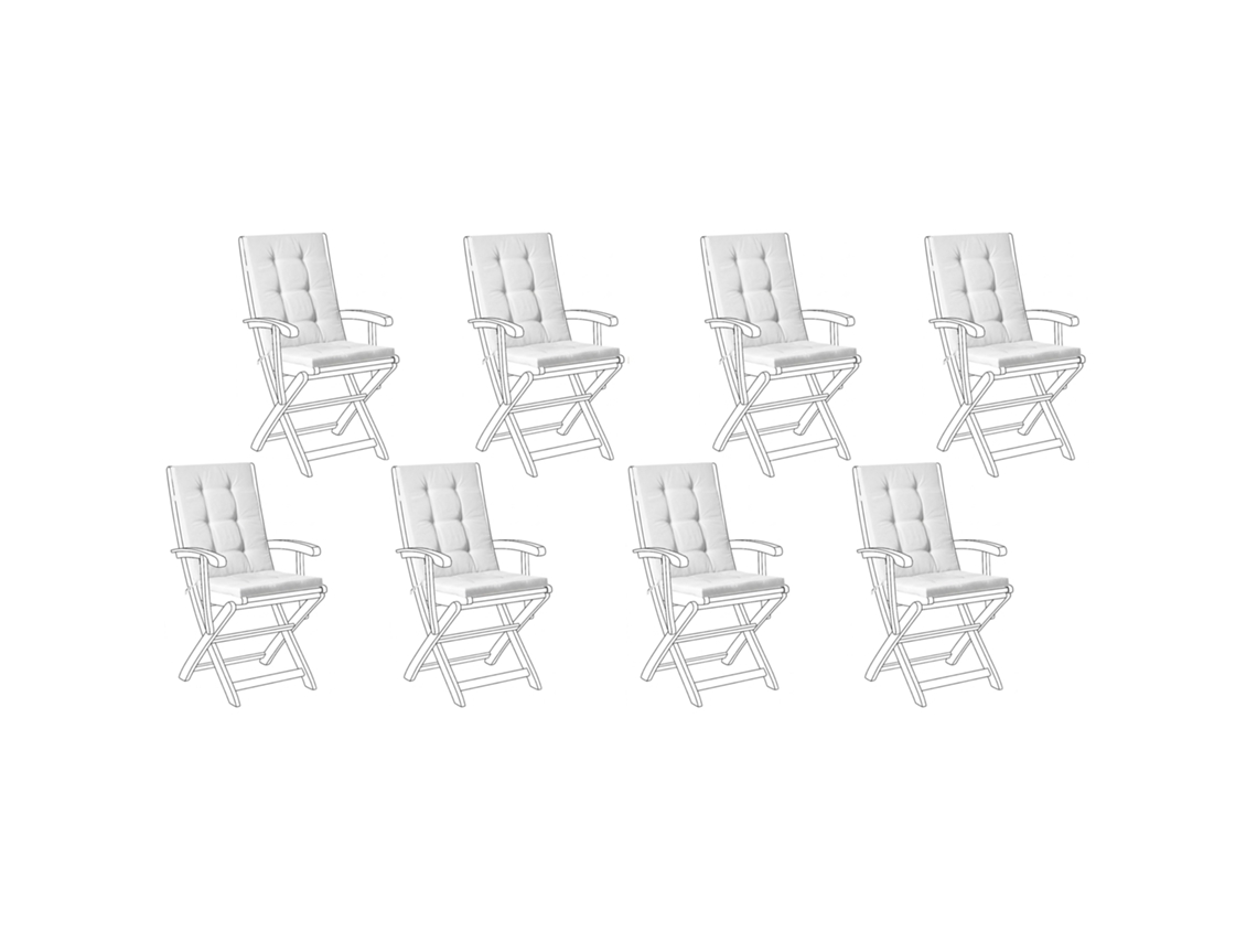 Conjunto De 8 Almofadas De Encosto/assento Maui Premium Branco Creme