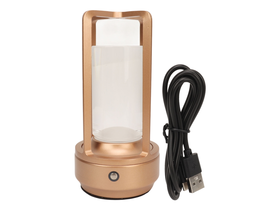 Lâmpada de Mesa Sem Fio Led Cristal 3 Temperaturas Touch Control Recarregável Usb Rosa Ouro | S/MARCA