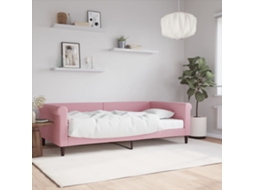 Vidaxl Sofá cama com Colchão 100x200 Cm Veludo Rosa