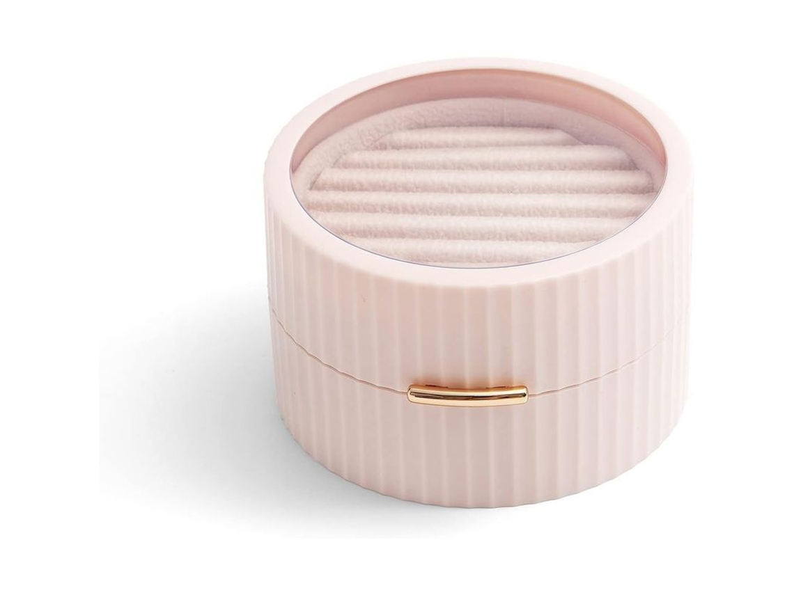 Caja De Joyería Para Viajes Para Mujer, Organizador Pequeño De 2 Capas Para Anillos, Aretes Y Collares, Regalo (rosa-2und)