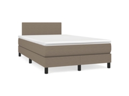 Vidaxl Cama Boxspring C/ Colchão 120x190cm Tecido Castanho-acinzentado