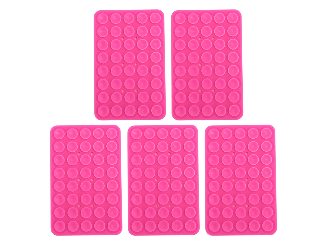 Soporte para funda de teléfono con ventosas, silicona, adhesivo, doble cara, universal, rosa, 5 piezas | S/MARCA