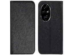 Capa De Couro Com Textura Cruzada Para Honor 200 5g Com Absorção Magnética